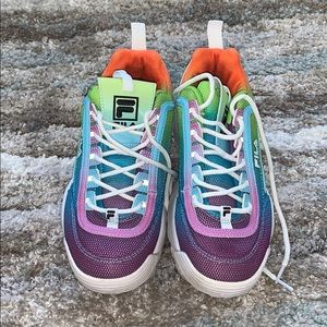 Rainbow fila platform tennis shoes